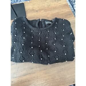 6/$25 Vintage GOTHAM Pearl Applicate Silk & Cotton Pull-Over Sweater